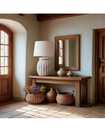 LAMPARA PBREMESA CERAMICA GRIS CLARO 28X28X45 2