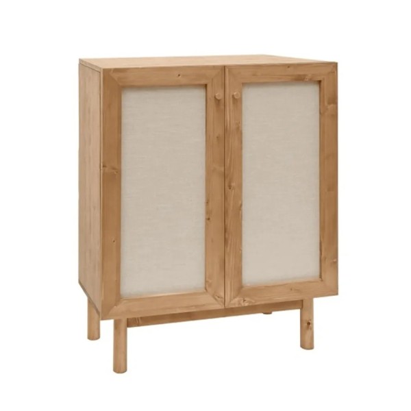 APARADOR  2 PUERTAS PLAFON LINO NATURAL  ROBLE OSCURO Y LINO 80X40X100 CM (h)