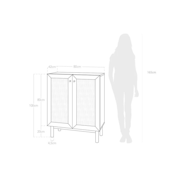 APARADOR  2 PUERTAS PLAFON LINO NATURAL  ROBLE OSCURO Y LINO 80X40X100 CM (h)