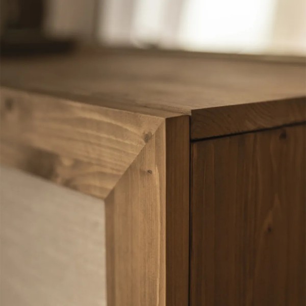 APARADOR  2 PUERTAS PLAFON LINO NATURAL  ROBLE OSCURO Y LINO 80X40X100 CM (h)