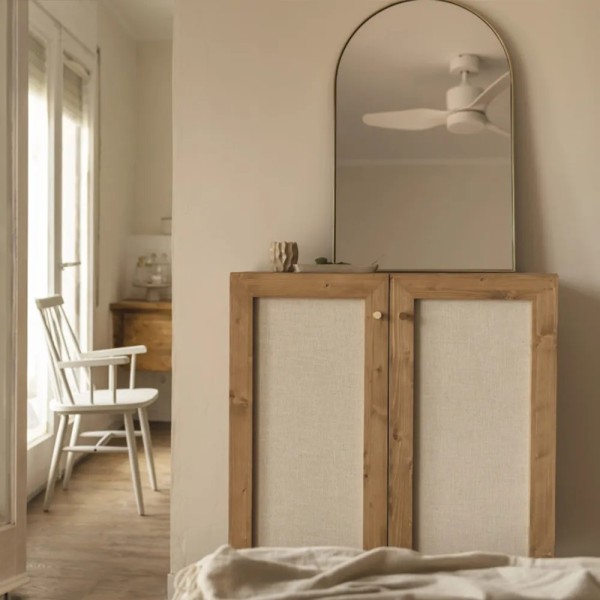 APARADOR  2 PUERTAS PLAFON LINO NATURAL  ROBLE OSCURO Y LINO 80X40X100 CM (h)