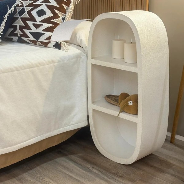 ESTANTERIA PARED ALTA OVALADA DE MDF BLANCO RUGOSO 40X23X81