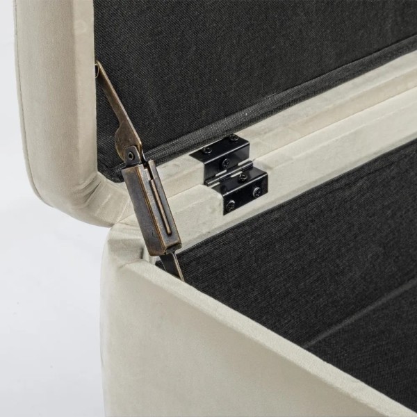 BANCO RECTANGULAR BEIGE 2P CON CONTENEDOR TAPIZADO 110X42X42 CM
