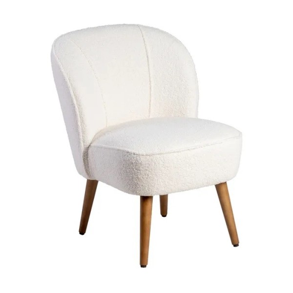 SILLON BEIGE TAPIZADO TEXTURA PATAS MADERA 54X64X73 CM