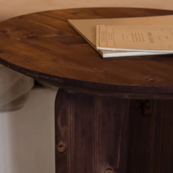 Mesa auxiliar madera nogal 45x50 cm | Tapidecor