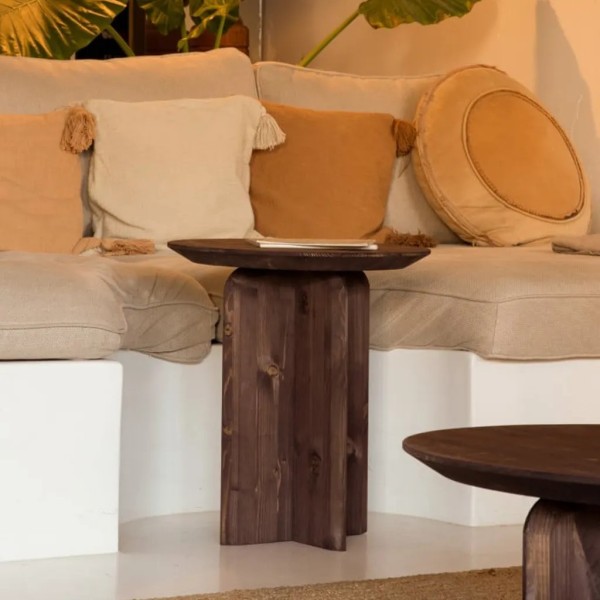 Mesa auxiliar madera nogal 45x50 cm | Tapidecor