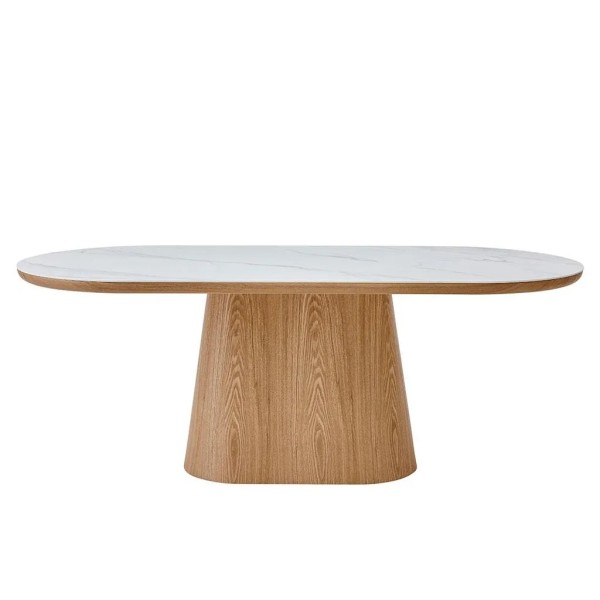 Mesa ovalada porcelánico y roble 200x90x76 cm | Tapidecor