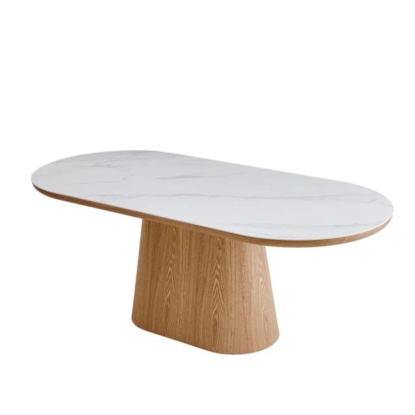 Mesa ovalada porcelánico y roble 200x90x76 cm | Tapidecor