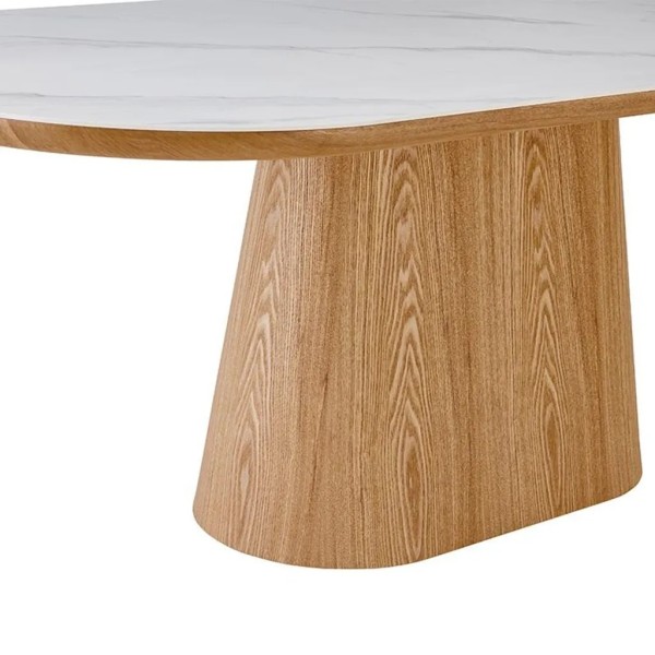Mesa ovalada porcelánico y roble 200x90x76 cm | Tapidecor