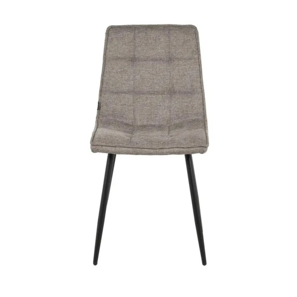 SILLA TAPIZADA COLOR MARRON  PATAS METALICAS NEGRO 44X38X85