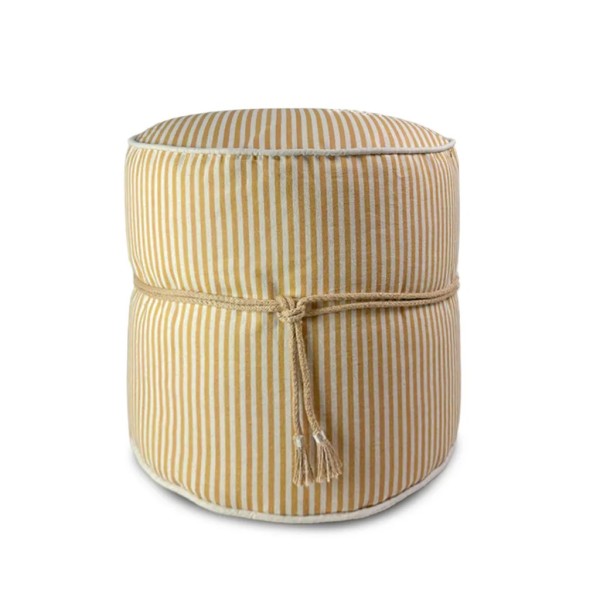 Pouff redondo rayas ocre nudo yute 50X50X45