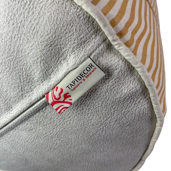 Pouff redondo rayas ocre nudo yute 50X50X45