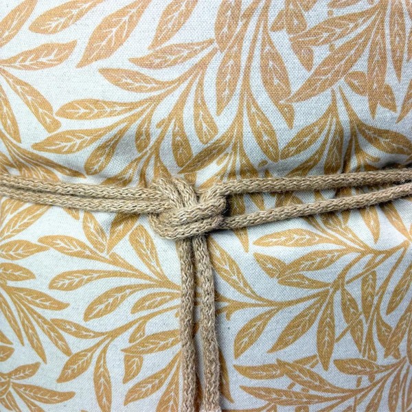 Pouff redondo hojas ocre nudo yute 50X50X45