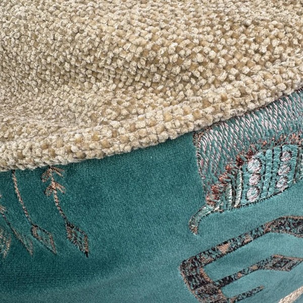 Pouff redondo verde oscuro con cordón de yute 50x45 | Tapidecor