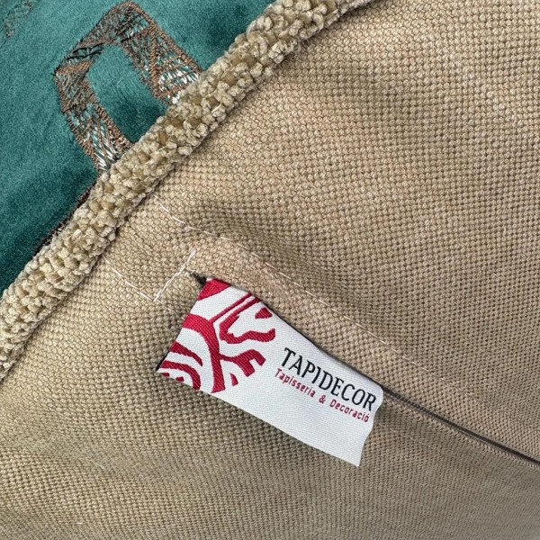 Pouff redondo verde oscuro con cordón de yute 50x45 | Tapidecor