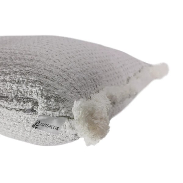Cojín blanco fleco algodón 60X40 Relleno premium incluido