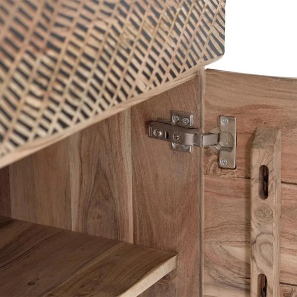 Aparador madera acacia 4 puertas patas metal 200x40x90 | Tapidecor