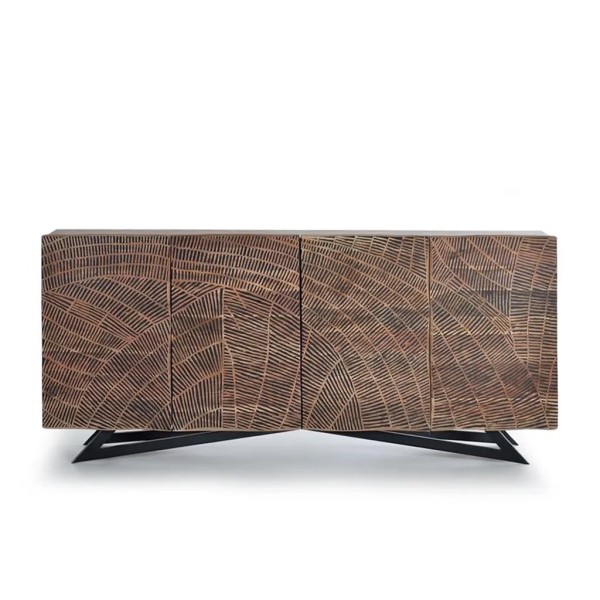 APARADOR 4 PUERTAS MADERA ACACIA  PATAS METAL 200X40X90 CM