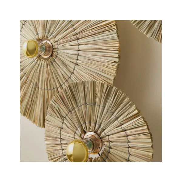 APLIQUE PARED RAFIA NATURAL ORO 50CM  E27 MAX. 60W 220-240V B035 B038