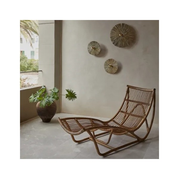 APLIQUE PARED RAFIA NATURAL ORO 50CM  E27 MAX. 60W 220-240V B035 B038