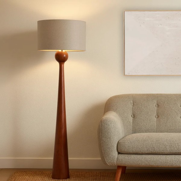 Lámpara pie madera marrón | Iluminación cálida y natural | Tapidecor