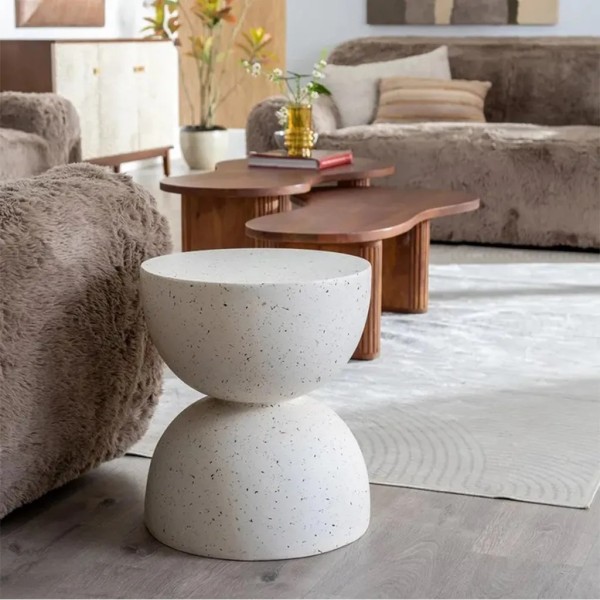 Mesa auxiliar efecto terrazo blanco 40×45 | Tapidecor