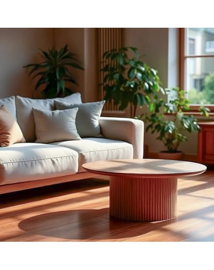 Mesa centro beige piedra MDF 70X70X45 cm 2