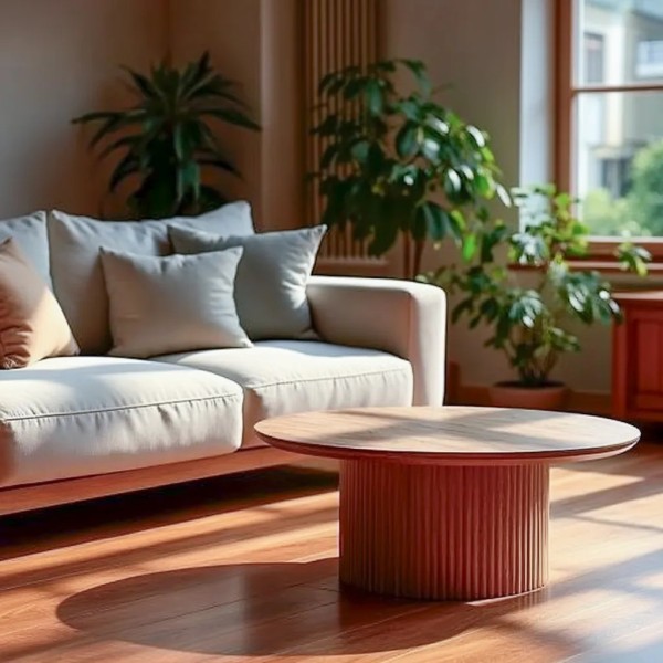 Mesa centro beige con tapa de piedra 70×45 | Tapidecor