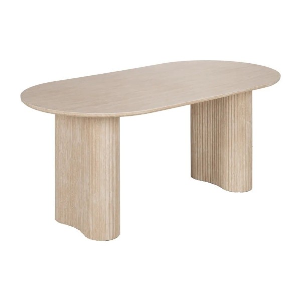 Mesa Ovalada Comedor beige piedra MDF 180x90x76 cm