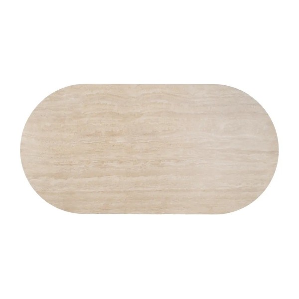 Mesa Ovalada Comedor beige piedra MDF 180x90x76 cm