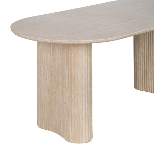 Mesa Ovalada Comedor beige piedra MDF 180x90x76 cm