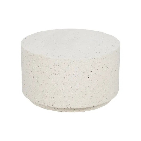 Mesa centro redonda piedra blanca efecto terrazo 70×40 | Tapidecor