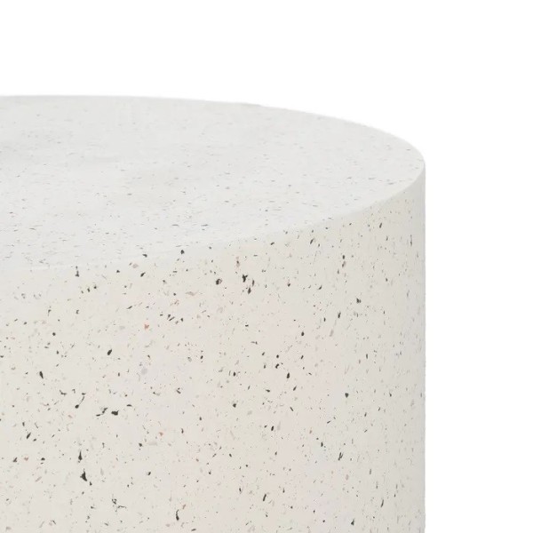 MESA CENTRO PIEDRA BLANCA EFECTO TERRAZO 70X70X40 CM