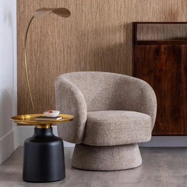 Sillón giratorio 78x79 cm tapizado topo lavable | Tapidecor