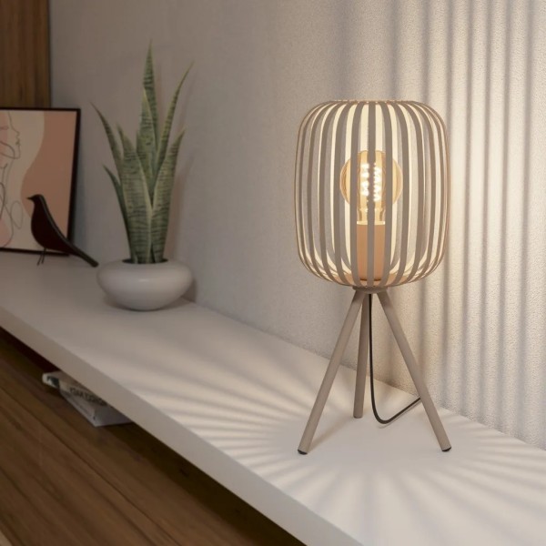 Lámpara de mesa acero arena 20×44 cm diseño New Nordic | Tapidecor