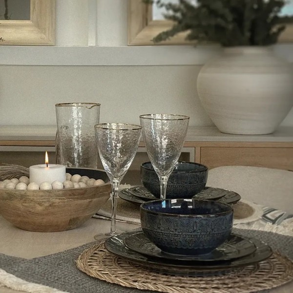 Jarra de Agua de Cristal con Bordes Dorados | Tapidecor