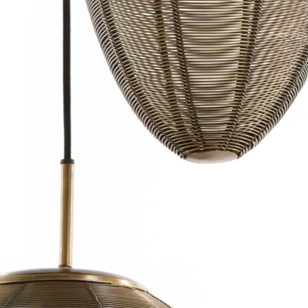 Lámpara de techo bronce con 3 pantallas ovaladas | Tapidecor