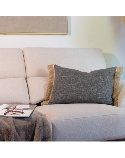 Gray Cushion Flee Graphite Rafia 70x50 Premium Filler Included 2