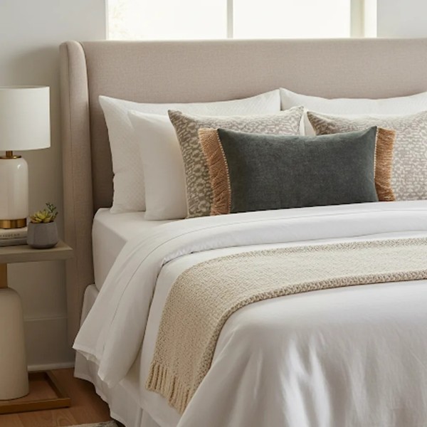 Cojín artesanal con relleno premium para cama y sofá en alta decoración elegante