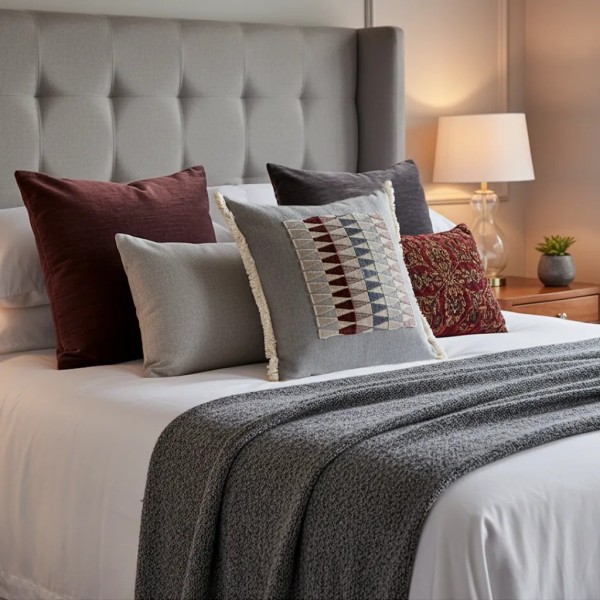 Cojín artesanal con relleno premium para cama y sofá en alta decoración elegante