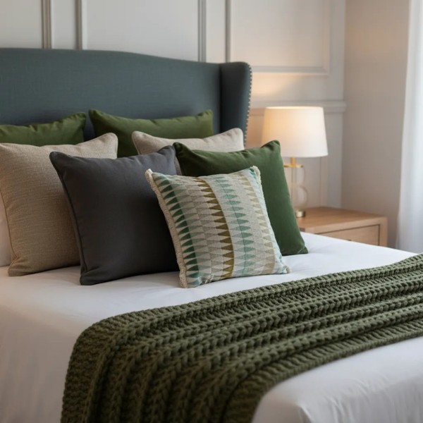 Cojín artesanal con relleno premium para cama y sofá en alta decoración elegante