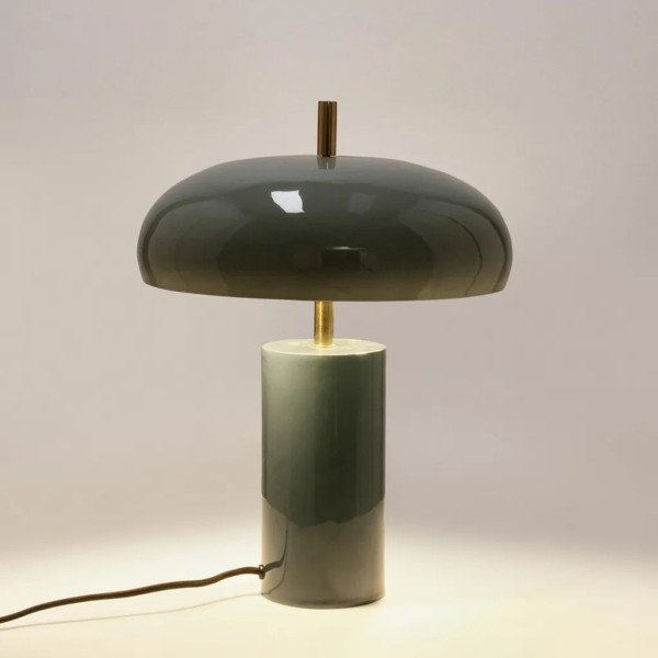 LAMPARA SOBREMESA AZUL METAL AZUL Y ORO 30X30X40