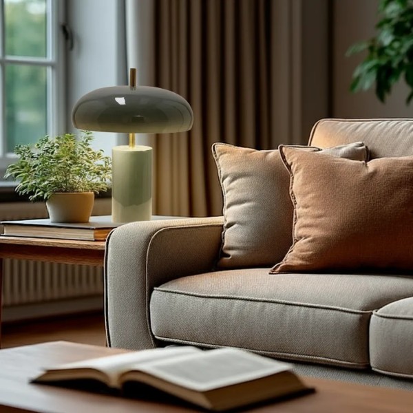 LAMPARA SOBREMESA AZUL METAL AZUL Y ORO 30X30X40