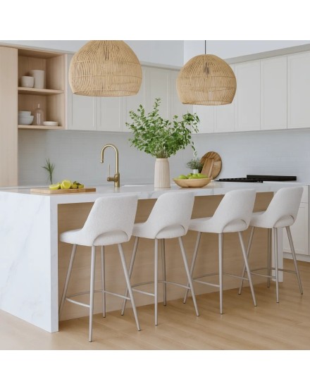 Taburete Patas beige tejido rizado piedra 49X55X100 CM 2