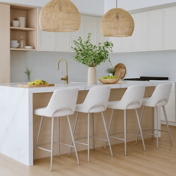 Taburete tejido rizado piedra 49×55×100 | Diseño elegante y texturizado