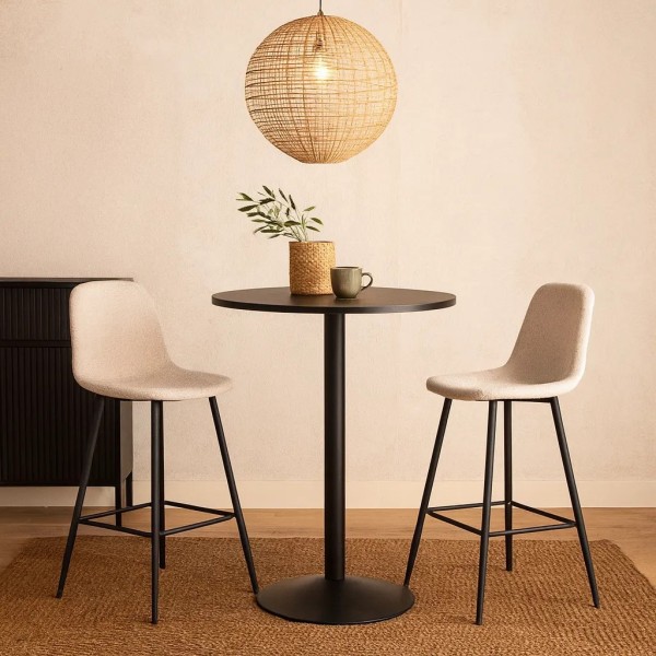 Taburete Tapiz. Bucle c_Topo 53X59X97 cm Pata Metal negro Asiento_H65 cm