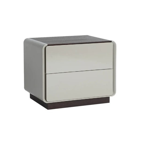 Mesita de noche gris-roble 55×40×45 | Diseño compacto y cálido