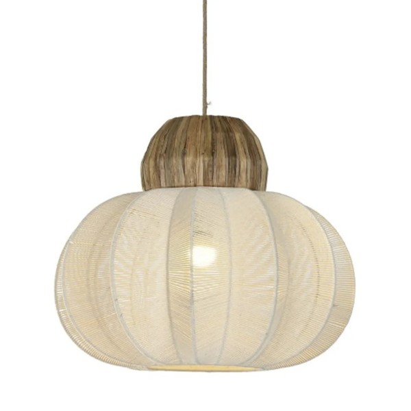 Lámpara techo madera y algodón diseño natural 50x47 | Tapidecor