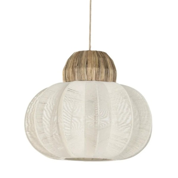 Lámpara techo madera y algodón diseño natural 50x47 | Tapidecor