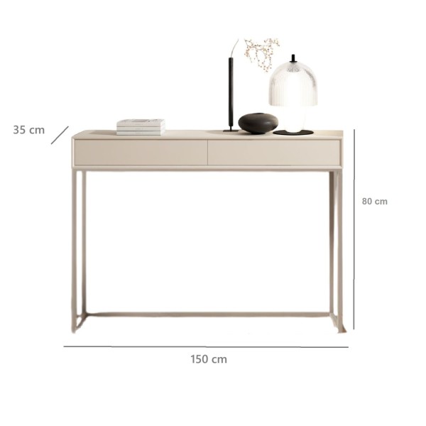 CONSOLA 150 2 CAJONES, H_ PUSH LACA MATE 150X35X80 CM